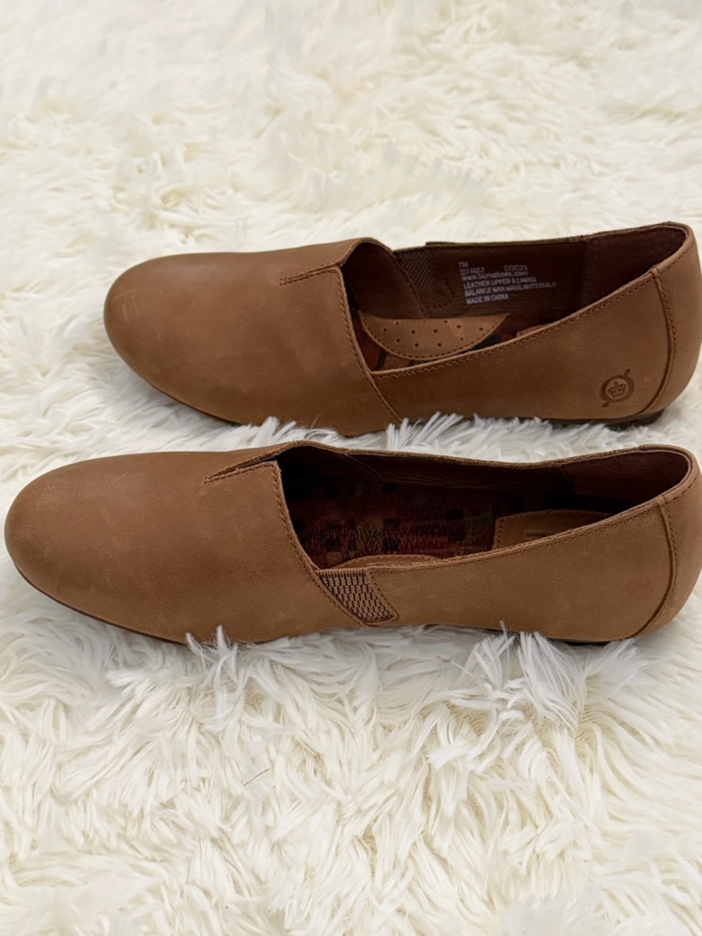 Born Sebra Leather Slip-On Loafers | Tan Brown Comfort Flats | Casual - Picture 13 of 14